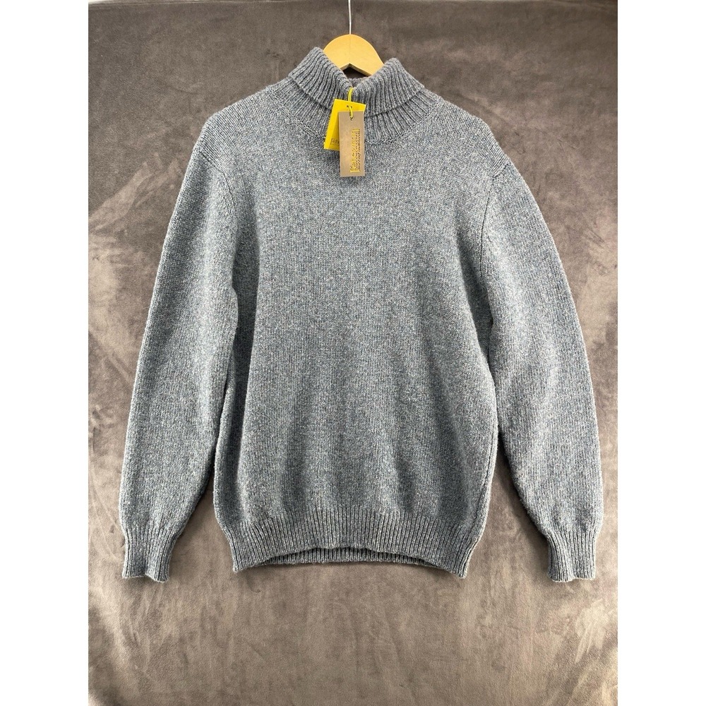 Fisherman Out Of Ireland Wool Sweater Men L Gray Turtleneck Made In Ireland